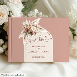 Chic Dusty Pink Pampas Grass Arch Hochzeit Gästebuch