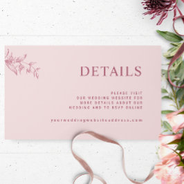 Chic Dusty Pink Wedding Website / Details Begleitkarte
