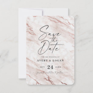 Chic Dusty rosa Marmor mit Rose Gold Foil Details Save The Date