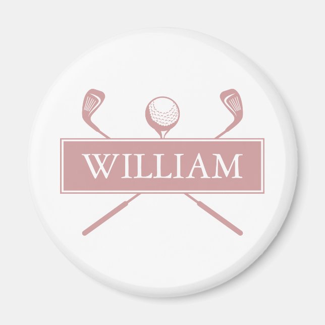 Chic Dusty Rose Personalisiert Name Golf Ball Club Magnet (Vorne)