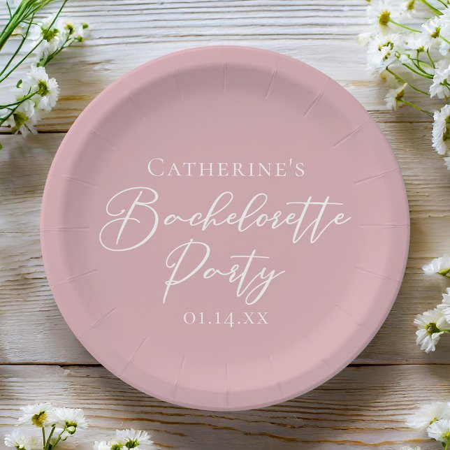 Chic Dusty Rose Pink Bachelorette Party Custom Pappteller (Von Creator hochgeladen)