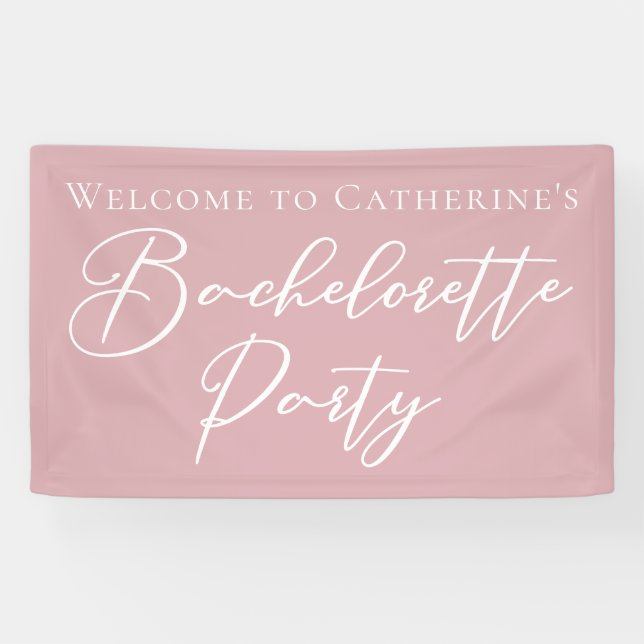 Chic Dusty Rose Rosa Junggesellinnenabschied Indiv Banner (Horizontal)