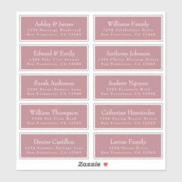 Chic Dusty Rose Wedding Guest Address Labels