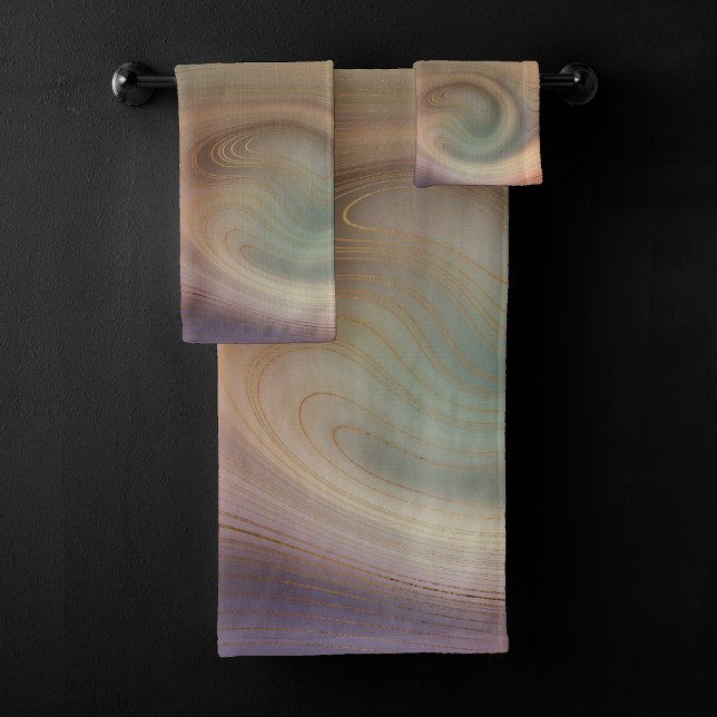 Chic Earthy Strata | Natürlicher Kupferstein Agate Badhandtuch Set (Von Creator hochgeladen)