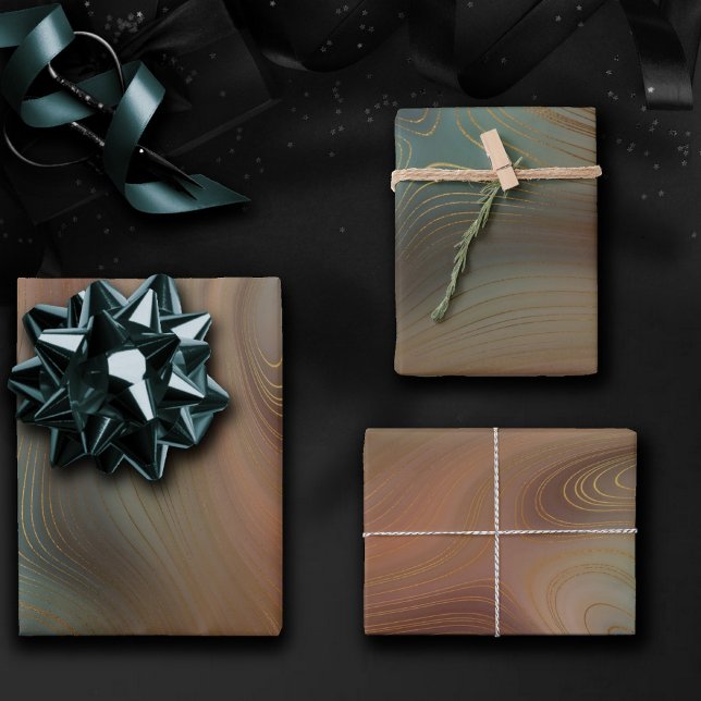 Chic Earthy Strata | Natürlicher Kupferstein Agate Geschenkpapier Set (Von Creator hochgeladen)