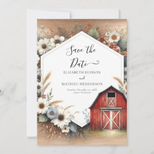 Chic Editable Barnyard Wedding Save The Date