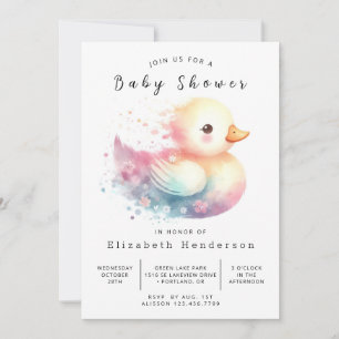 Chic Editable Duck Baby Duck Dusche Einladung