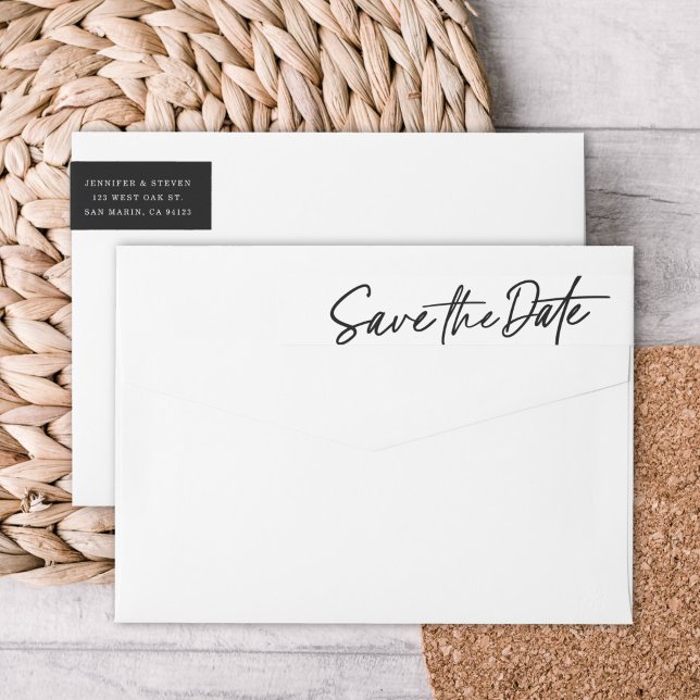Chic EDITABLE FARBE Save the Date Rücksendeadresse (Von Creator hochgeladen)
