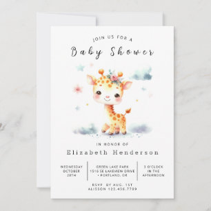 Chic Editable Giraffe Baby Dusche Einladung