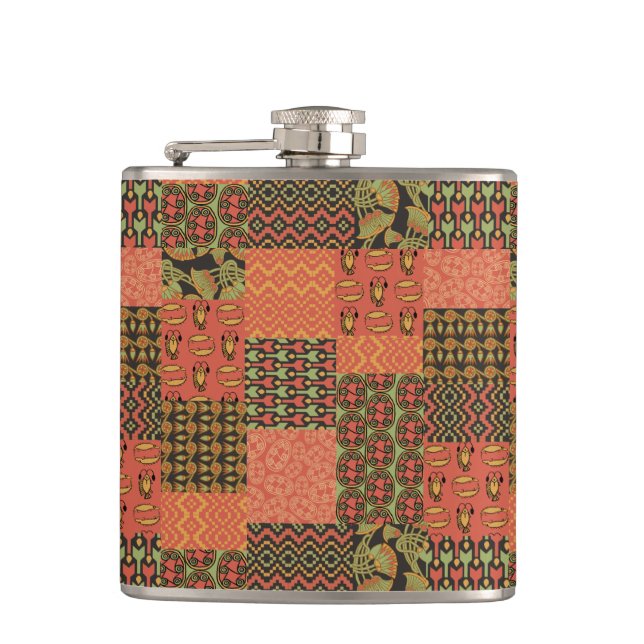 Chic Egyptian Tribal Imitate Patchwork Hip Flask Flachmann (Vorderseite)