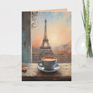 Chic Eiffel Tower Café Kaffee Paris Geburtstag Karte