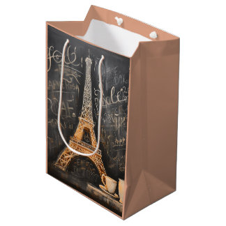 Chic Eiffel Tower Cafe Kaffeekarte Paris Mittlere Geschenktüte