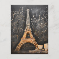 Chic Eiffel Tower Cafe Kaffeekarte Paris