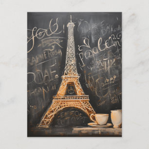 Chic Eiffel Tower Cafe Kaffeekarte Paris Postkarte