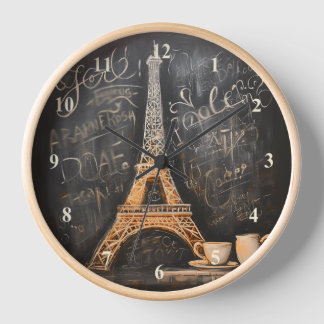 Chic Eiffel Tower Cafe Kaffeekarte Paris Uhr