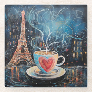 Chic Eiffel Tower Heart Café Café Kaffee Chalk Par Glasuntersetzer