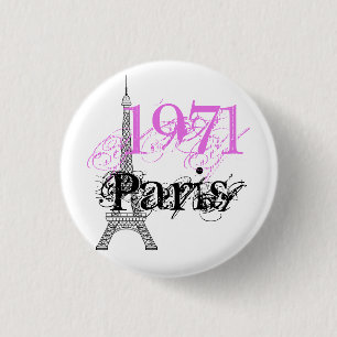 Chic Eiffel Tower Pink Black 50. Geburtstag Jahr Button