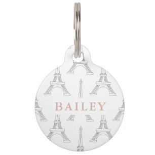 Chic Eiffelturm Print mit Name und Telefon des Hau Haustiermarke