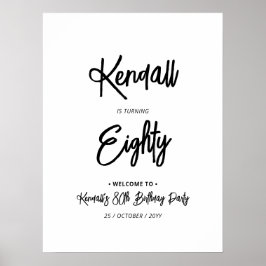 Chic Eighty 80th Birthday Party Welcome Sign Poster