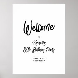 Chic Eighty 80th Birthday Party Welcome Sign Poster