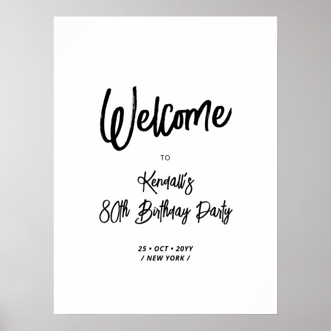 Chic Eighty 80th Birthday Party Welcome Sign  Poster (Vorne)