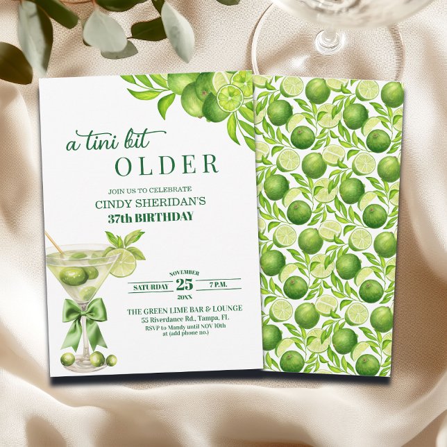 Chic ein bisschen älterer Lime Martini 37. Geburts Einladung (Von Creator hochgeladen)