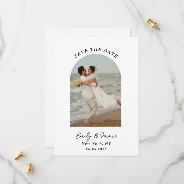Chic einzigartig Moderne Elegant minimalistisch Save The Date (Vorderseite/Rückseite Beispiel)
