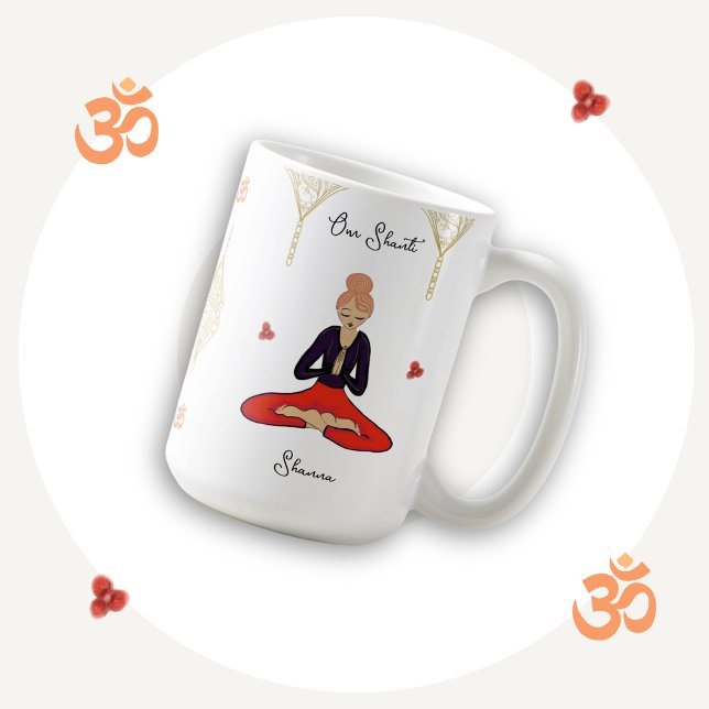 Chic & Einzigartig, Rücksichtsvolle Yoga-Mädchen O Kaffeetasse (Make everyday moments extra special with this original yoga girl and flower art pretty design.)