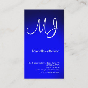 Chic Einzigartige Monogram Blue & White Business C Visitenkarte