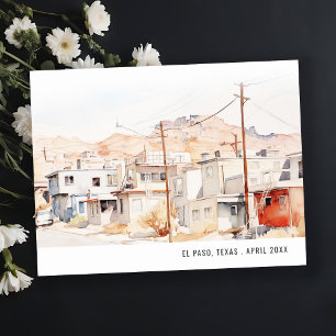 Chic El Paso Texas Stadtbild Aquarell Reise Postkarte