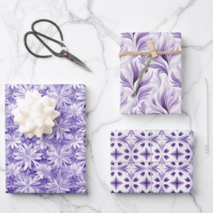 Chic Elegance Holiday: Pastell Lila & White Geschenkpapier Set