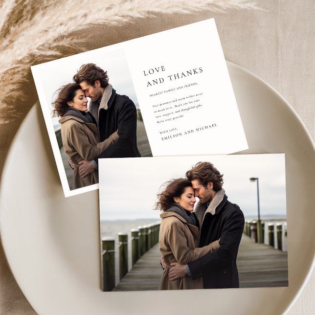 Chic Elegant 2 Foto Hochzeit Dankeskarte (Von Creator hochgeladen)