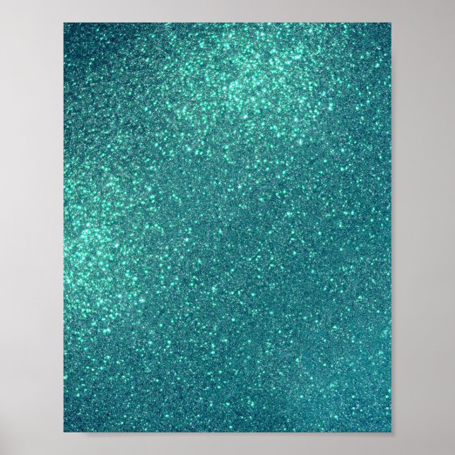 Chic Elegant Aquamarin Blue Funkelnd Glitzer Poster (Vorne)