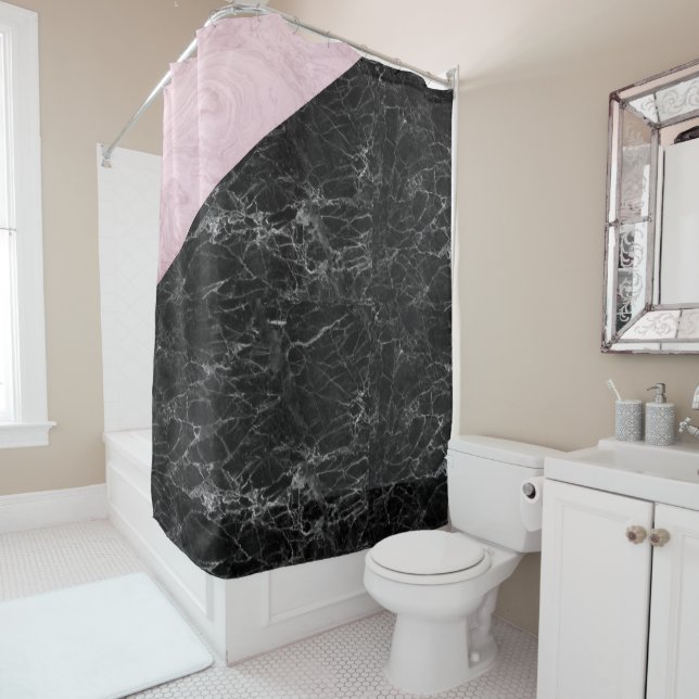 Chic Elegant Black Pink Marble Duschvorhang (Beispiel)
