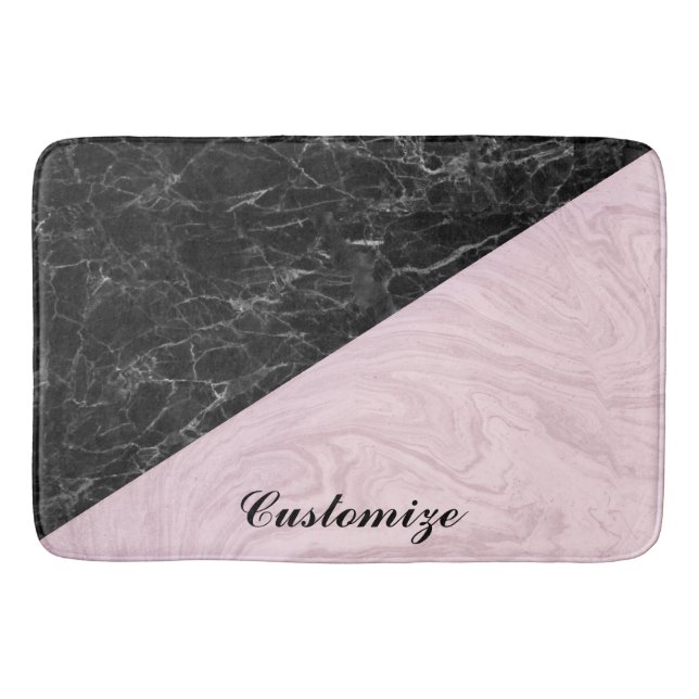 Chic Elegant Black Pink Marmor personalisieren Badematte (Vorderseite)