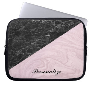 Chic Elegant Black Pink Marmor personalisieren Laptopschutzhülle