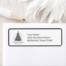 Chic Elegant Black White Christmas Mail Return