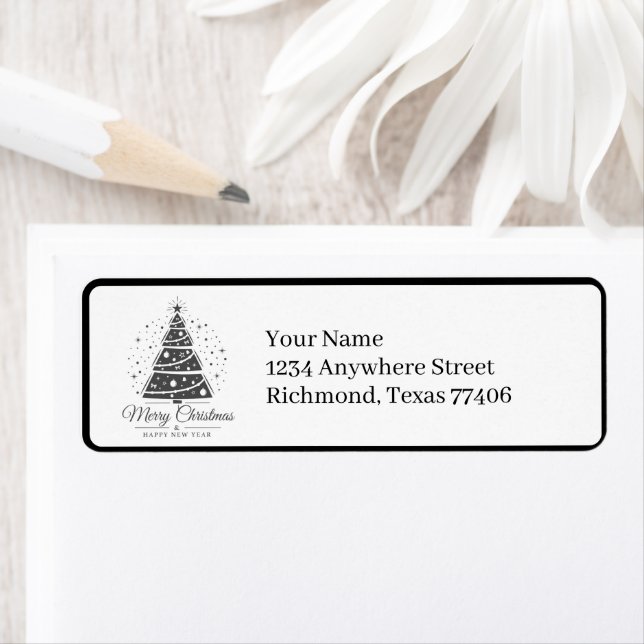 Chic Elegant Black White Christmas  Mail Return (Insitu)