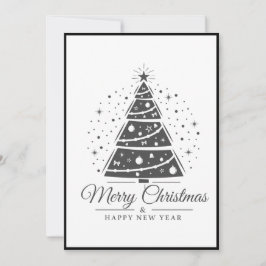 Chic Elegant Black White Merry Christmas Tree Feiertagskarte