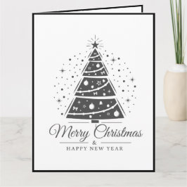 Chic Elegant Black White Merry Christmas Tree Karte