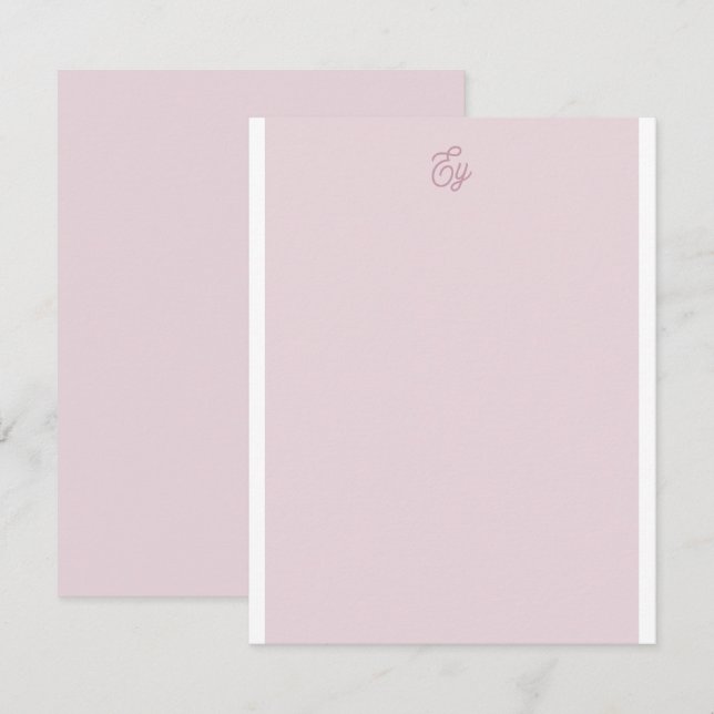 Chic Elegant Blasslavender White Violet Monogram Mitteilungskarte (Vorne/Hinten)