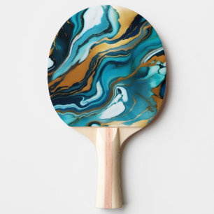 Chic Elegant-blaue goldfarbene Imitate Marmor Tischtennis Schläger