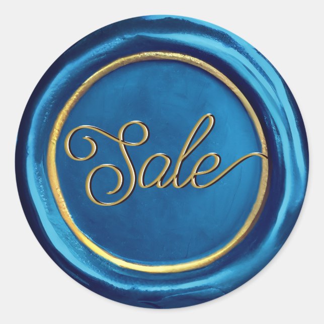 Chic Elegant Blue and Gold Sale Wax Siegel Sticker (Vorderseite)