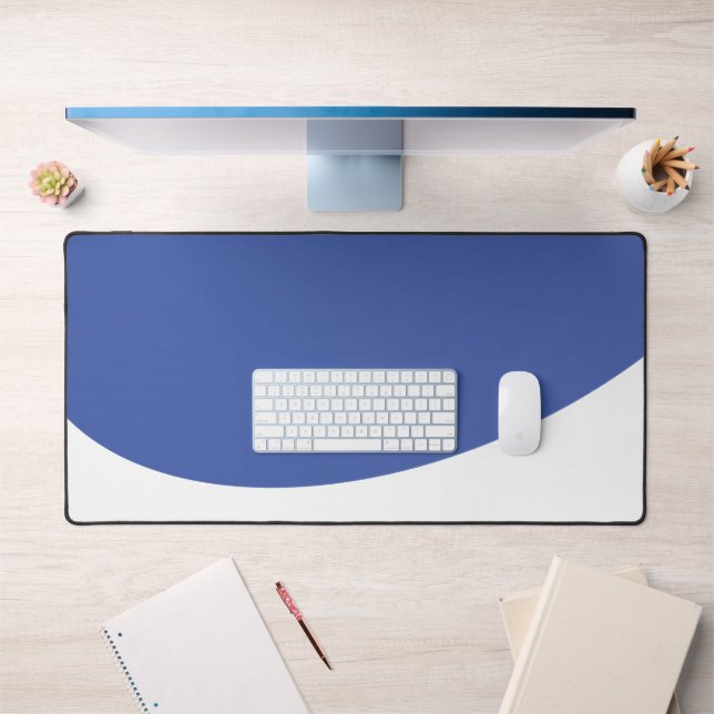 Chic Elegant Blue Flows White Wave Bottom Edge Schreibtischunterlage (Büro 1)