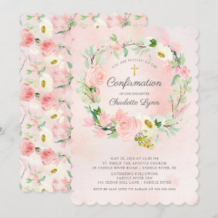 Chic & Elegant Blush Rosa Floral Bestätigung Einladung
