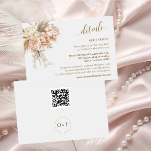 Chic Elegant Boho Floral QR Code Hochzeitdetails Begleitkarte
