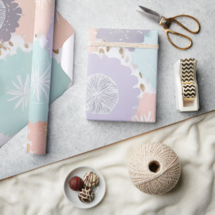 Chic Elegant Boho Pastel Floral Lavender Aquamarin Geschenkpapier