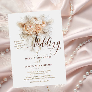 Chic Elegant Boho Stil Creamy Floral Wedding Einladung