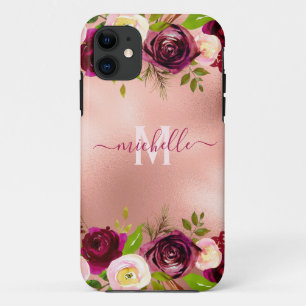 Chic Elegant Burgund Rosa Blütenname Case-Mate iPhone Hülle
