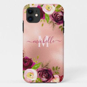 Chic Elegant Burgund Rosa Blütenname Case-Mate iPhone Hülle